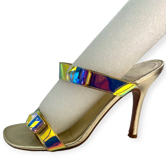 Stuart Weizman | 7 | Metallic Translucent Rose Gold High Heeled Sandal Pump - Picture 1 of 7